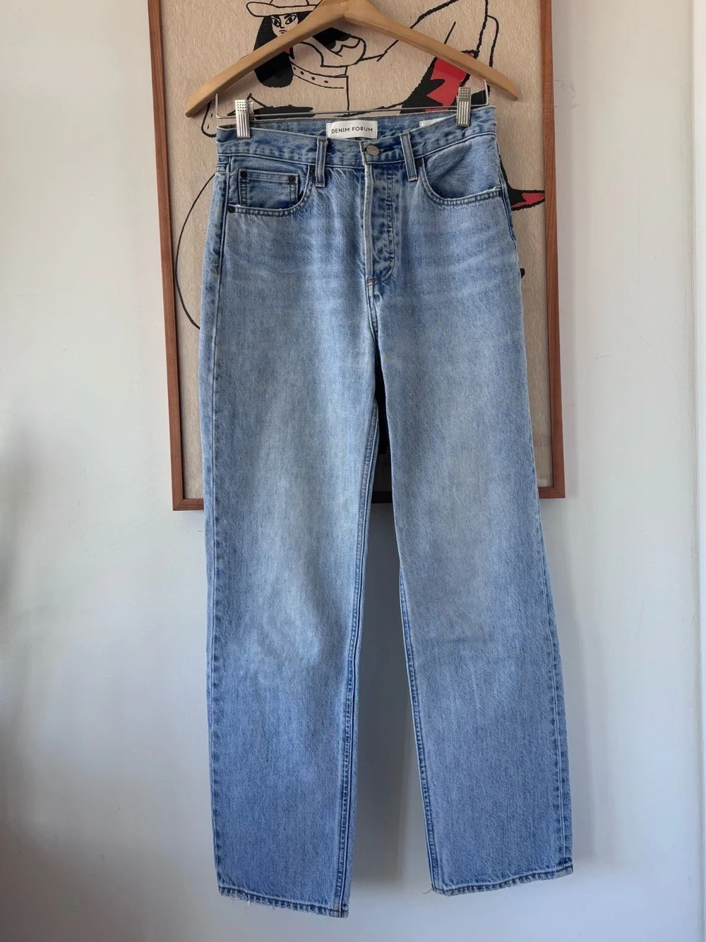 Denim Forum Light Blue Straight Leg Jeans - Picture 2 of 3